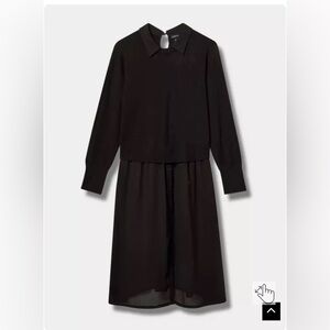 Fitted Crop Chiffon Two-Fer Sweater